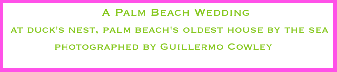                            A Palm Beach Wedding         
  at duck's nest, palm beach's oldest house by the sea
              photographed by Guillermo Cowley
